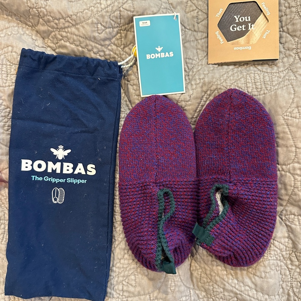 Bombas Women’s Gripper Slipper Socks - Purple and Green